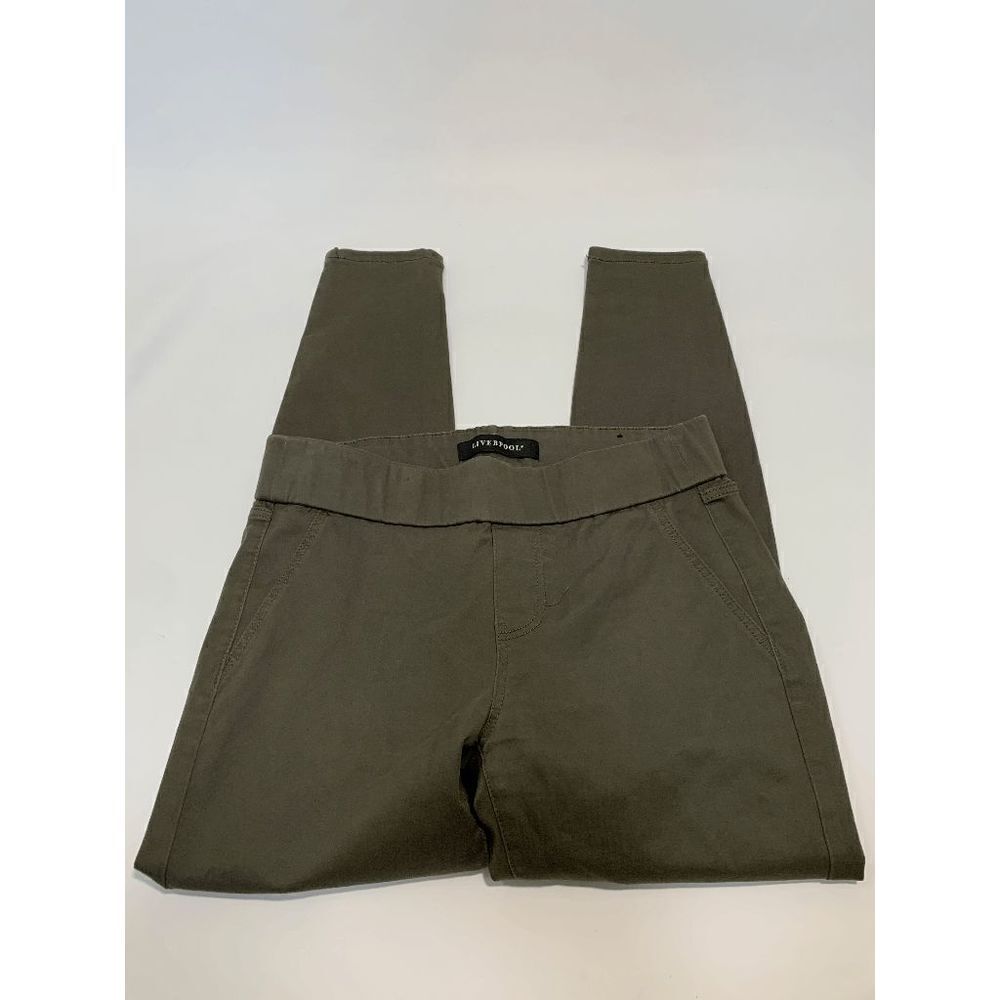 Liverpool Women's Elastic Waist Flat Front Pull-On Green Jeggings Size 4P / 27